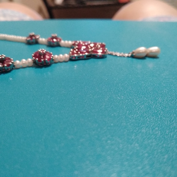 hold till 4-10❣️❣️ FRESHWATER PEARL, NIASSA RUBY NECKLACE❣️❣️ - Picture 2 of 8